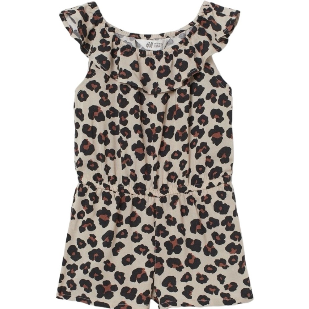 Girl's H&M Sleeveless Leopard Print Flounce Jumpsuit - Size 6-7 - Picture 2 of 5